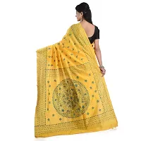 Aishani Collection Assam Art Silk Hand ebroidered Kantha stitch Women's Saree with Bp (Yellow)-thumb1