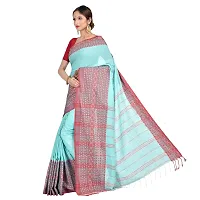 Aishani Collection Woven Hand Spun Cotton Begumpuri Saree with bp (Blue,Red)-thumb2