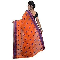 Aishani Collection Pure Cotton Tant Jamdani Handloom Saree (Orange, Blue)-thumb1