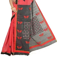 Aishani Collection Cotton Silk Applique, Mirror work Designer Saree with bp (Red,Black)-thumb4