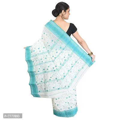 Aishani Collection Women's Tant Jamdani Cotton Saree (Aishani Collection Kolkata 700075_Ocean Blue)-thumb3