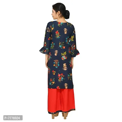 Aishani Collection Rayon Cotton Kurta Palazo Set (Navy Blue)-thumb2