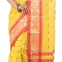 Aishani Collection Women's Shantipur Pure Cotton Tant Saree (Yellow and Red)-thumb3