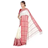 Aishani Collection Woven Hand Spun Cotton Begumpuri Handloom Women's Saree with bp (Red,White)-thumb2