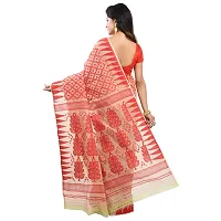 Aishani Collection Woven Soft Cotton Silk Dhakai Jamdani Women's Handloom Saree (Beige Red)-thumb1