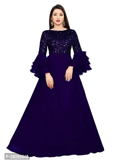 Indo-western Navy Blue  Georgette Gown For Women