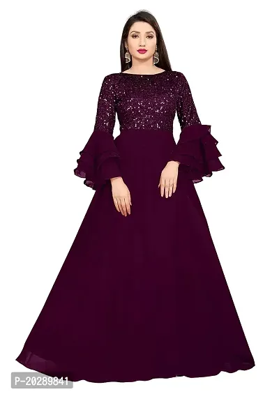 Indo-western Purple  Georgette Gown For Women