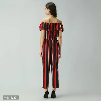 Stylish Crepe Multicoloured Striped Jumpsuit For Women-thumb2