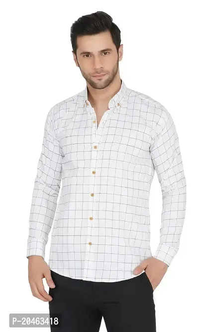 singularity Checkered Shirt for Men (Medium, White)