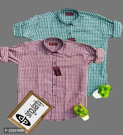 Classic Cotton Blend Checked Casual Shirts for Men, Pack of 2