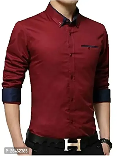 Gladiator Products Plain Maroon Shirt with Different Collar and Cuff(Maroon)-thumb0