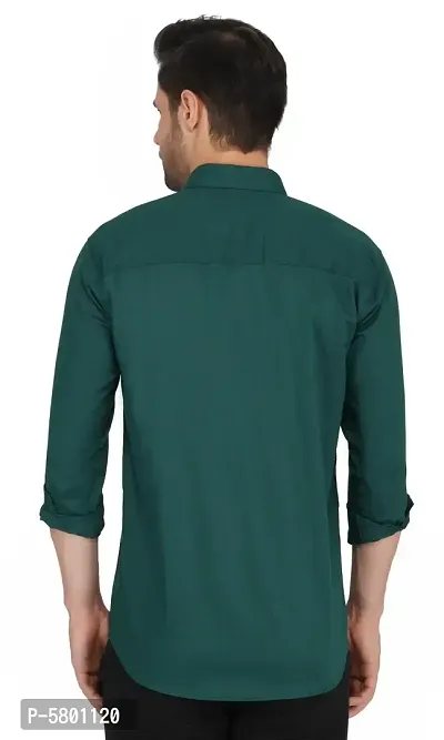 Stylish Cotton Green Colourblocked Long Sleeves Casual Shirt For Men-thumb3