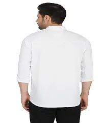 Stylish Cotton White Colourblocked Long Sleeves Casual Shirt For Men-thumb1