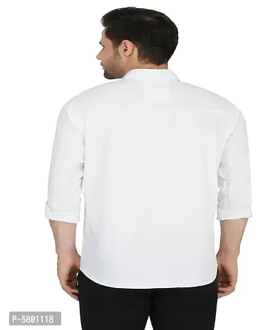 Stylish Cotton White Colourblocked Long Sleeves Casual Shirt For Men-thumb2