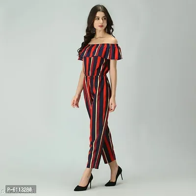 Stylish Crepe Multicoloured Striped Jumpsuit For Women-thumb3