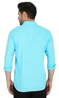 Blue Cotton Blend Colourblocked Casual Shirts For Men-thumb2