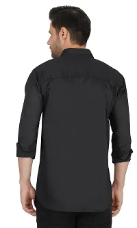 Stylish Cotton Black Colourblocked Long Sleeves Casual Shirt For Men-thumb3