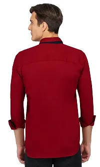 Gladiator Products Plain Maroon Shirt with Different Collar and Cuff(Maroon)-thumb1