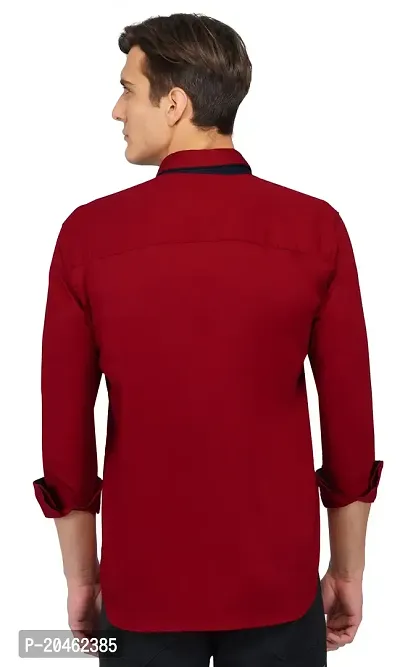 Gladiator Products Plain Maroon Shirt with Different Collar and Cuff(Maroon)-thumb2