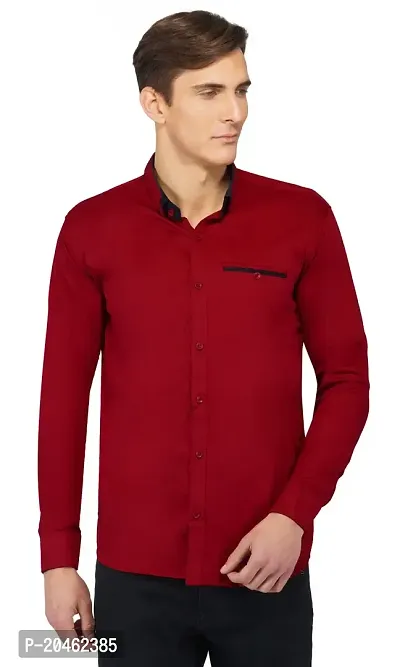 Gladiator Products Plain Maroon Shirt with Different Collar and Cuff(Maroon)-thumb3