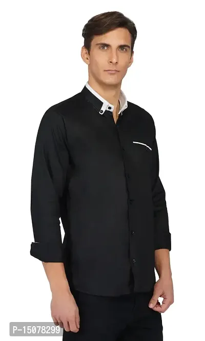 Stylish Fancy Cotton Solid Long Sleeves Casual Shirts For Men-thumb2