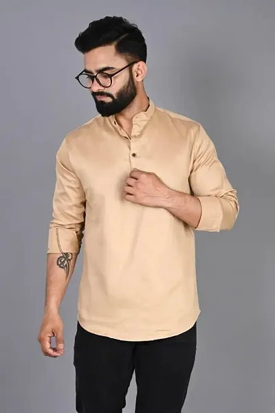 Trendy 90% cotton, 10% polyester kurtas For Men 