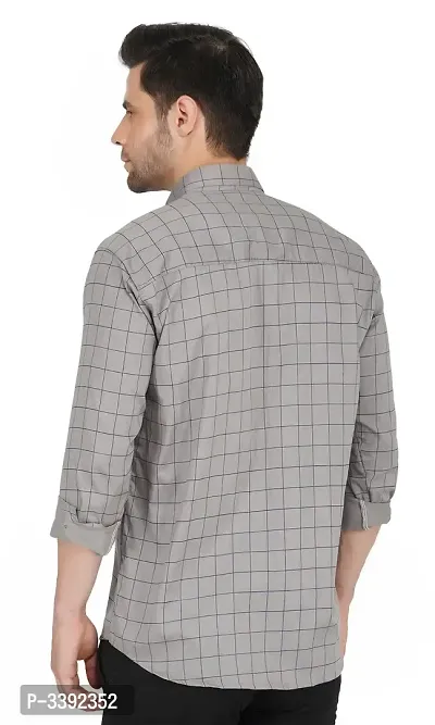 Grey Cotton Checked Casual Shirts For Men-thumb4