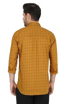 Beige Checked Cotton Slim Fit Casual Shirt-thumb2