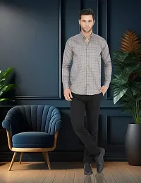 Grey Cotton Checked Casual Shirts For Men-thumb4
