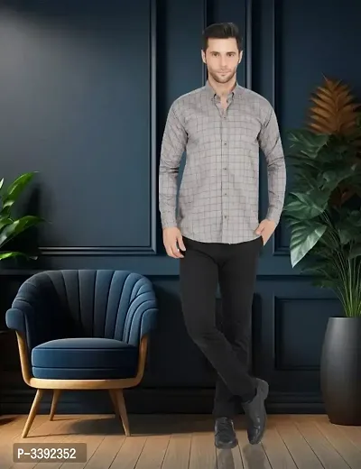 Grey Cotton Checked Casual Shirts For Men-thumb5