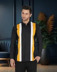 Black Cotton Striped Casual Shirts For Men-thumb1
