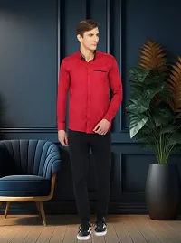 Stylish Fancy Cotton Solid Long Sleeves Casual Shirts For Men-thumb4