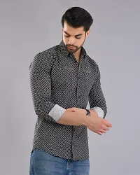 Reliable Black Cotton Printed Long Sleeves Casual Shirt For Men-thumb1