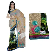 OTQS Apparel Women's Floral Embroidery Georgette Saree With Blouse Piece(seema-multicolour-2-thumb1