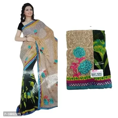 OTQS Apparel Women's Floral Embroidery Georgette Saree With Blouse Piece(seema-multicolour-2-thumb2