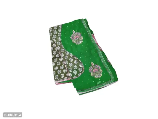 OTQS Apparel Floral Embroidery & Stone Work Georgette Saree With Blouse Piece(otqs-apparel-green-3000)-thumb0