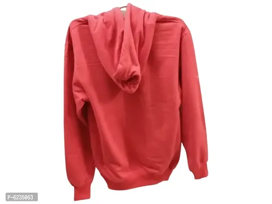 Stylish Red Woolen Printed Hooded Sweatshirt For Men-thumb3