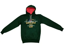 Stylish Green Woolen Printed Hooded Sweatshirt For Men-thumb1