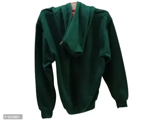 Stylish Green Woolen Printed Hooded Sweatshirt For Men-thumb3