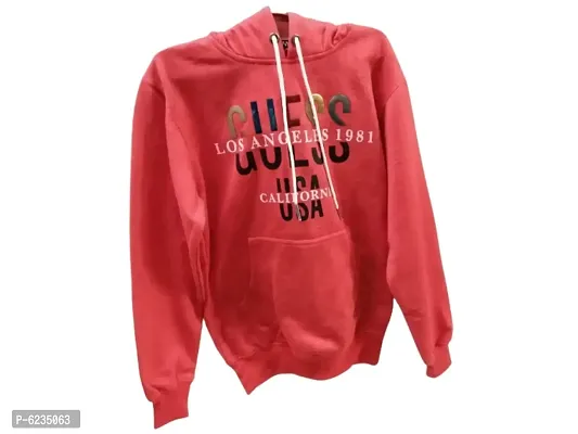 Stylish Red Woolen Printed Hooded Sweatshirt For Men-thumb4