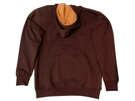 Stylish Brown Woolen Printed Hooded Sweatshirt For Men-thumb2