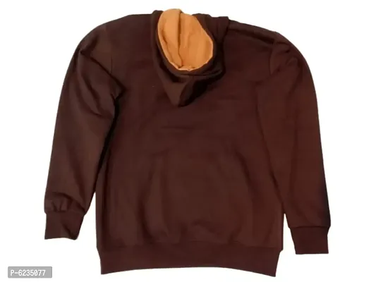 Stylish Brown Woolen Printed Hooded Sweatshirt For Men-thumb3