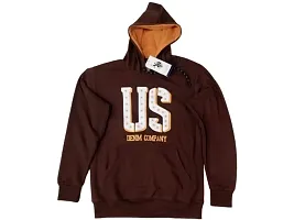 Stylish Brown Woolen Printed Hooded Sweatshirt For Men-thumb1