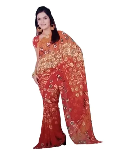 Glamorous Pure Chiffon Saree with Blouse piece 