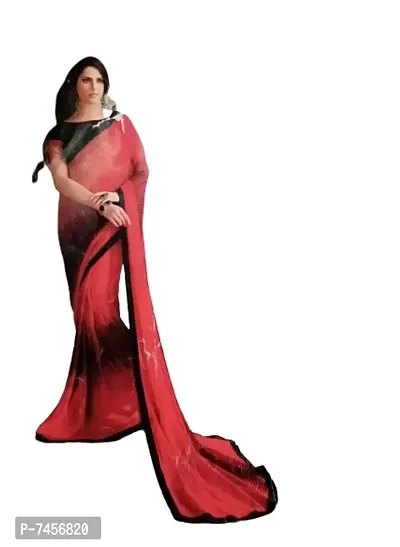 Women Abstract Printed Pure Georgette Saree With Blouse Piece