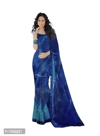 Women Abstract Printed Pure Georgette Saree With Blouse Piece-thumb0