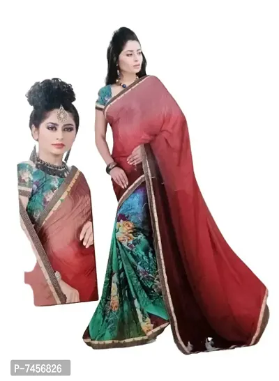 Women Floral Printed Pure Georgette Saree With Blouse Piece-thumb0