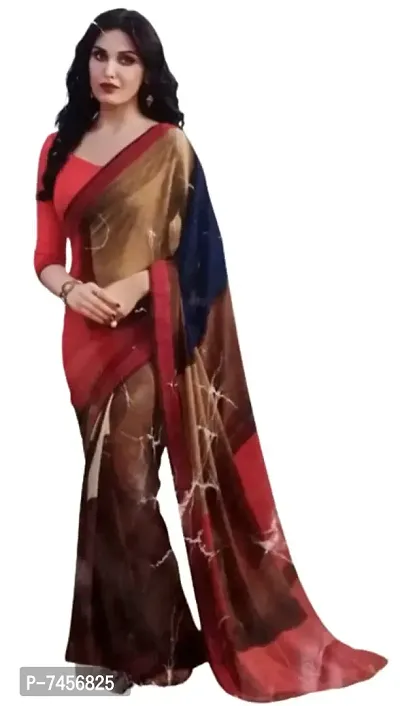 Women Abstract Printed Pure Georgette Saree With Blouse Piece-thumb0