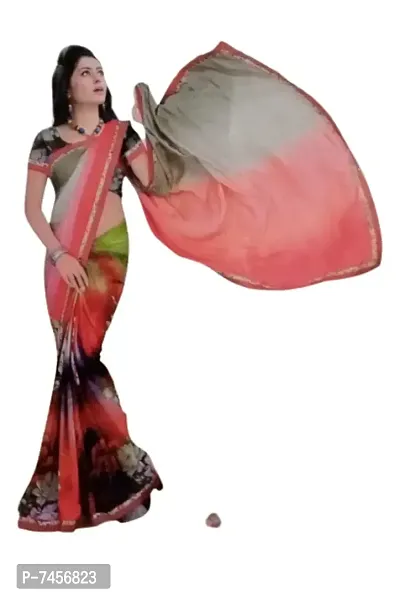 Women Floral Printed Pure Georgette Saree With Blouse Piece