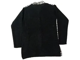 OTQS Apparel Women's Woolen Round-Neck Cardigan Sweater for Winter wear with One Pockets(otqs-black-1199)-thumb1